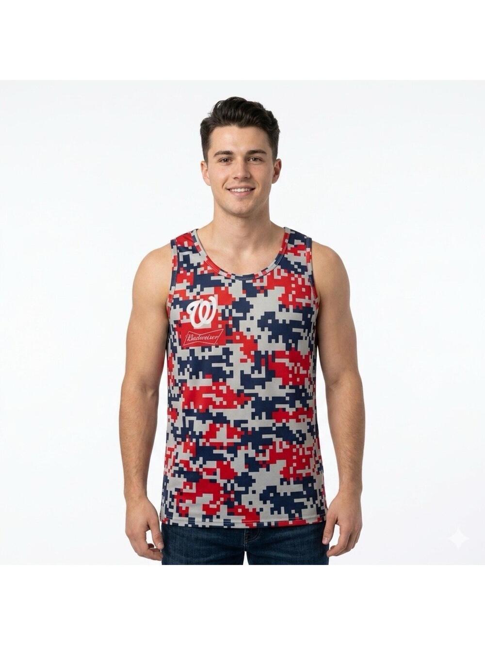 Washington Nationals x Budweiser Digital Camo Tank Top MLB Promotional Size L